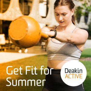 Get fit for summer = women lisfting kettlebell