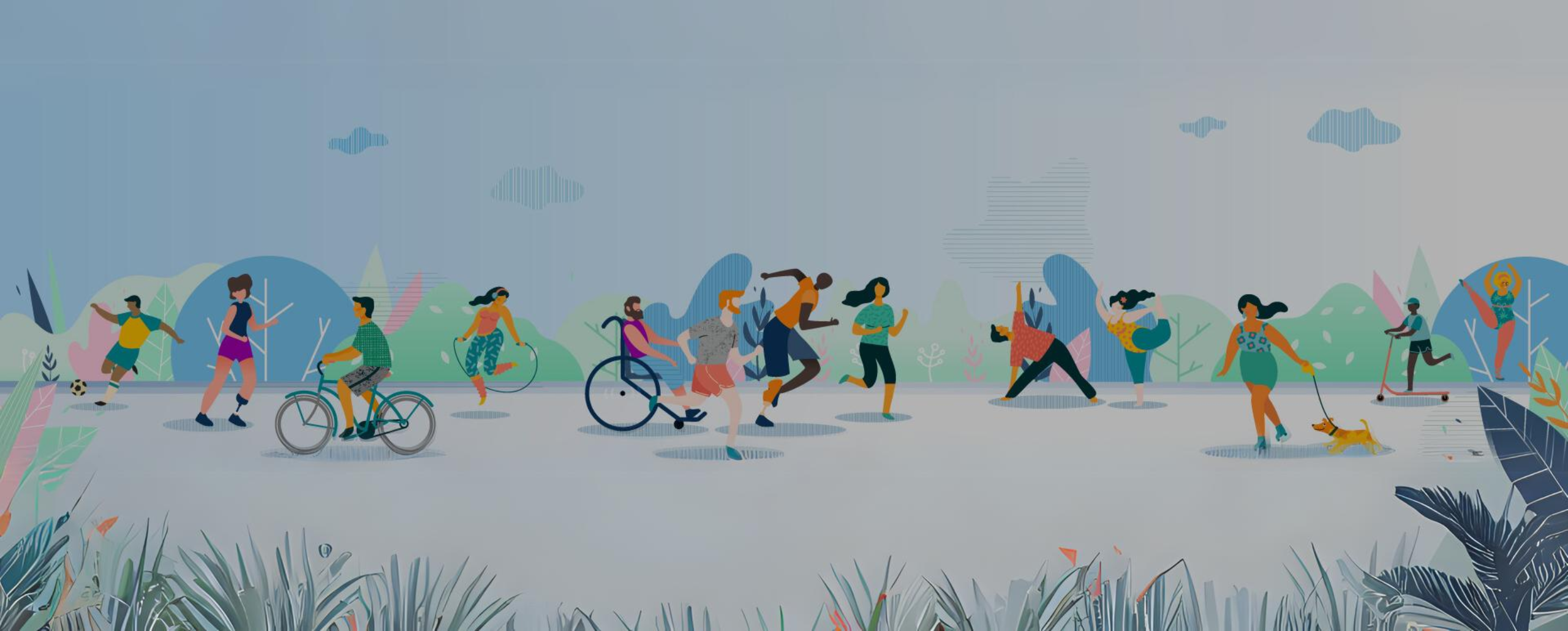 Active April - illustration of people being active